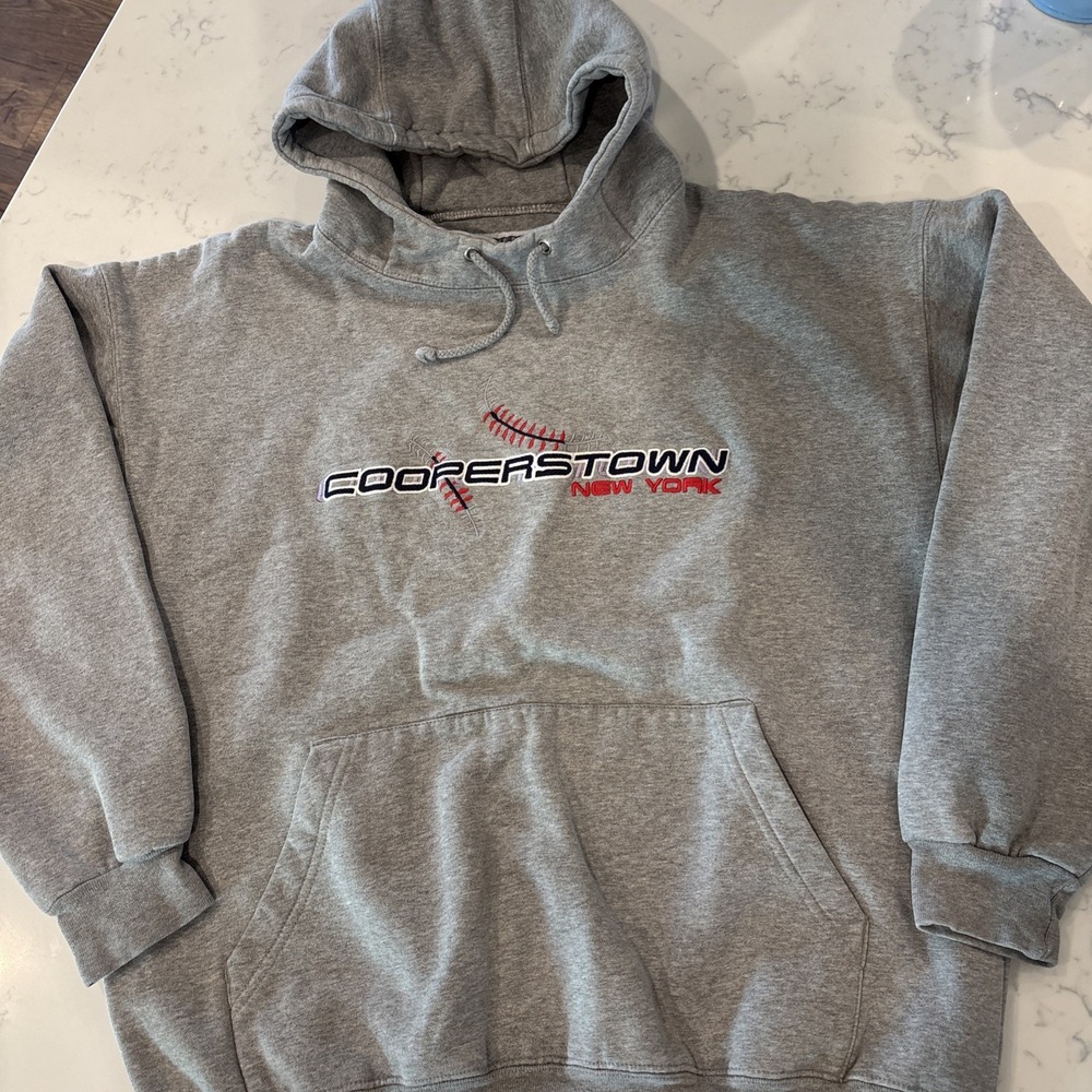 VTG Cooperstown NY Hoodie The Rock Brand Embroidered SZ M Baseball Hall of Fame